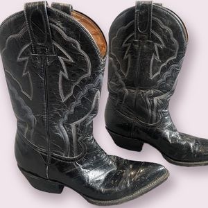 Montana West Black Leather Cowboy Boots